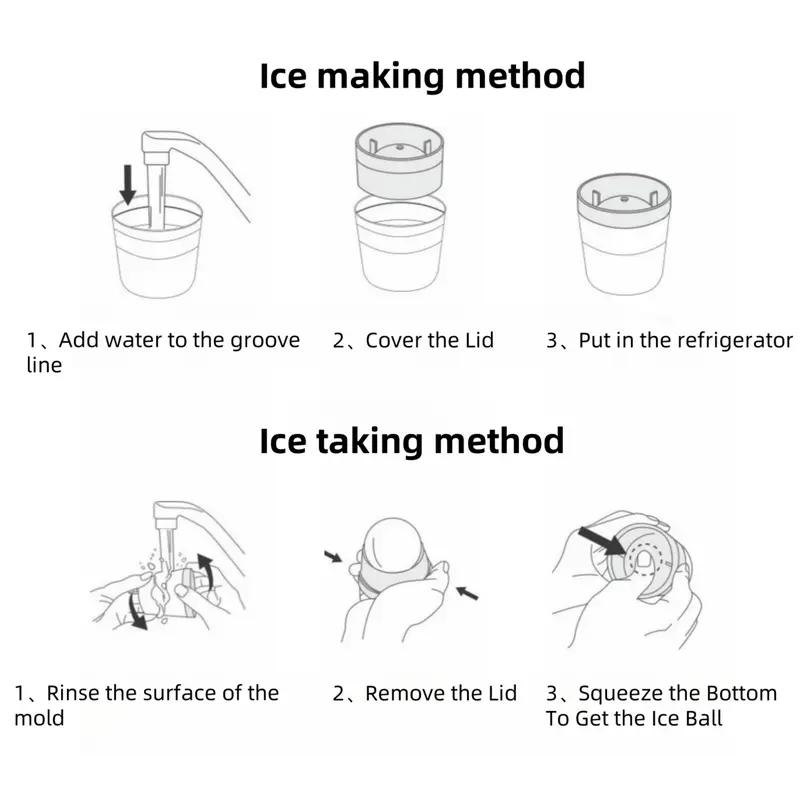 Ice Ball Mold, 2.5 Inch Large Round Ice Cube Maker, Slow Melting Sphere Ice Mold for Whiskey, Bourbon & Cocktails, Reusable Ice Tray, Kitchen Bar Accessory