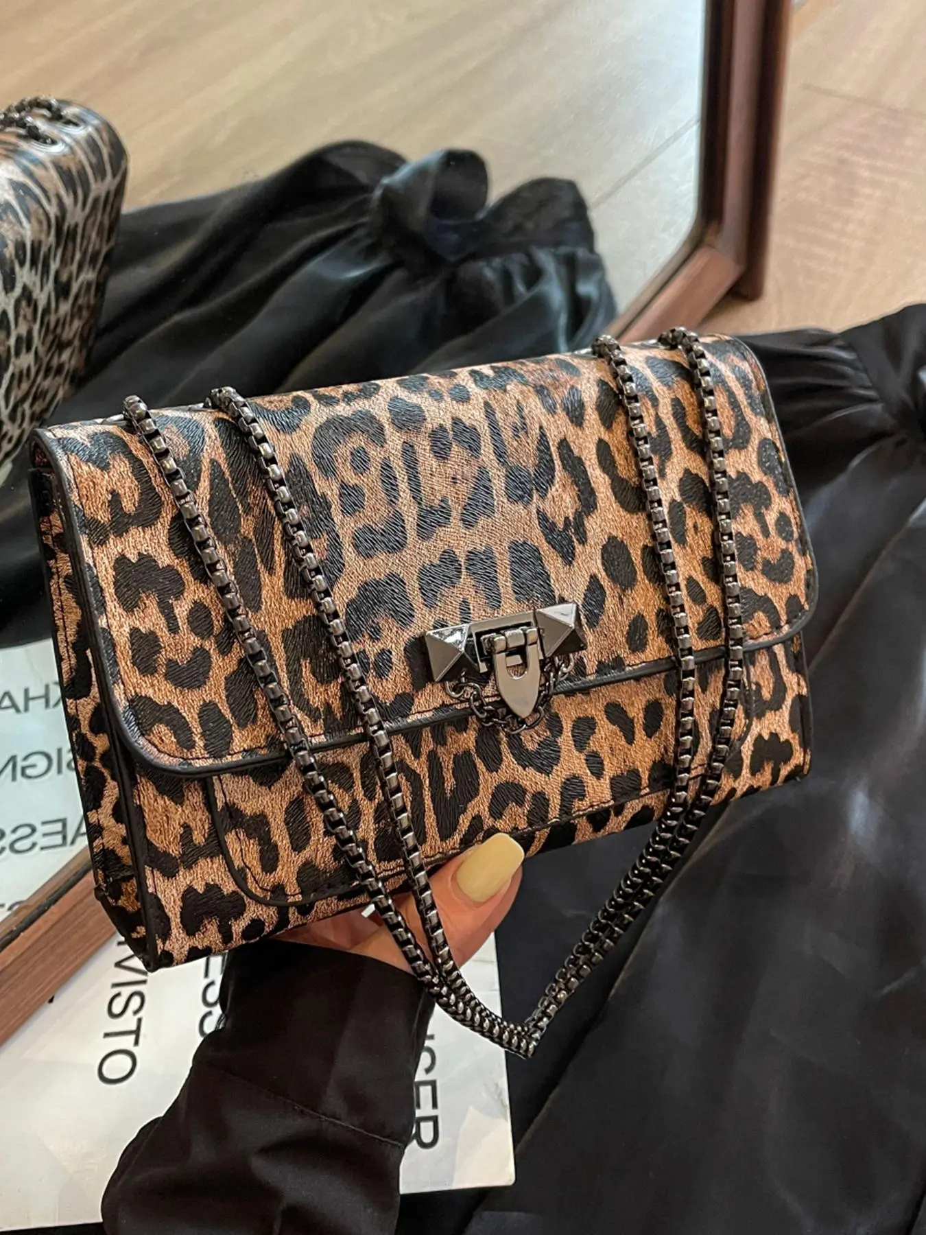 Leopard Pattern Underarm Bag, PU Leather Shoulder Bag for Women, Crossbody Bag, Casual Versatile Daily Commuting Shopping Bag