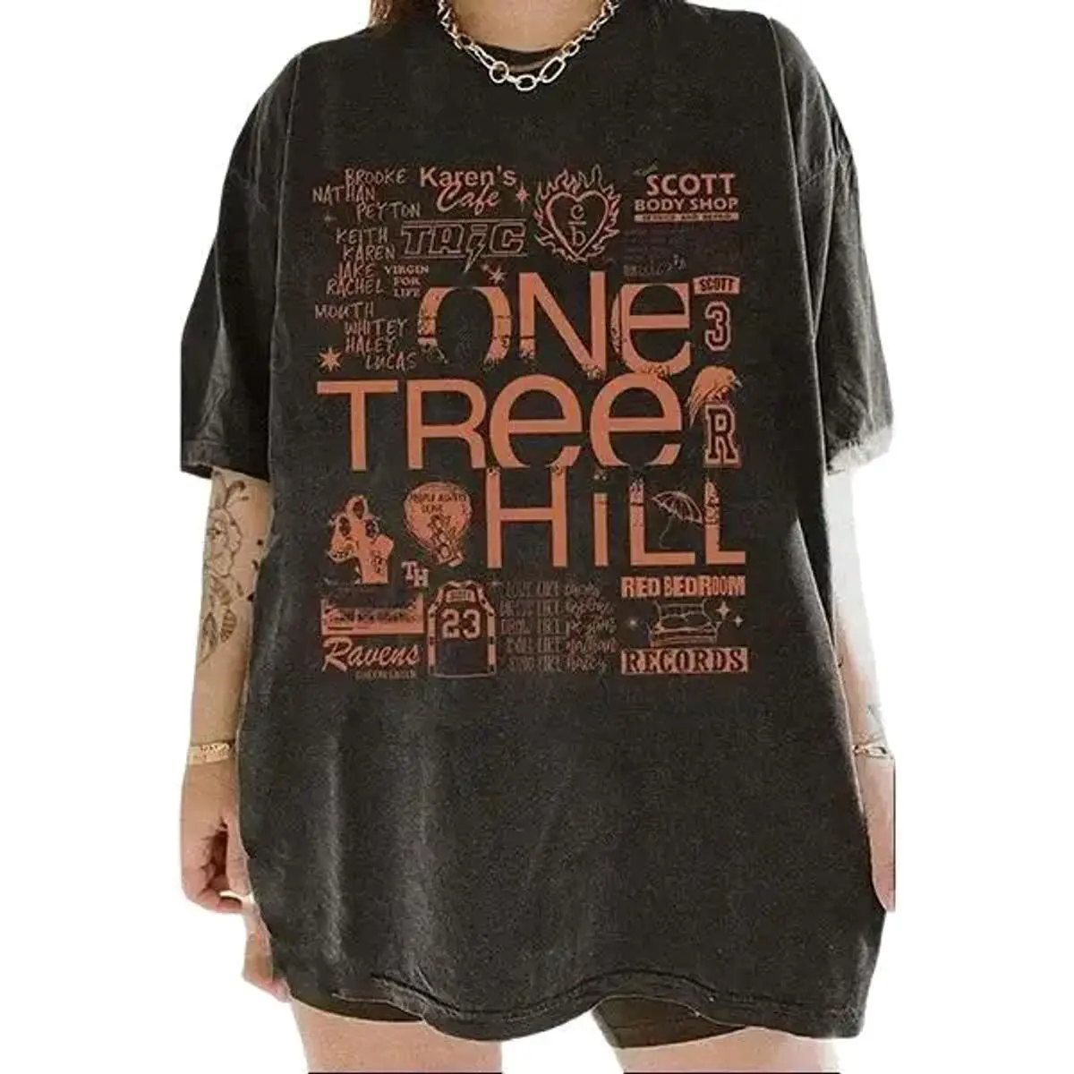 One Tree Hill Inspired Doodle Shirt Aesthetic Graphic Tee Retro Tv Show T-Shirt Y2k Unisex Fan Gift Spandex Sweatsh All-Comfort Hoodie and Sweatshirt for Men & Women