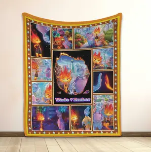 Wade and Ember Blanket, Couple Elemental Sherpa, Living Room Bed Decoration Velveteen Blanket, Couple Movie Gifts