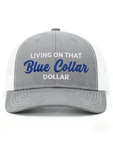 Blue Collar Dollar Embroidered Mesh Trucker Hat - For Work & Daily Wear