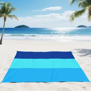 Anti-Sand Foldable Beach Blanket Oversized Lightweight Polyester Beach Mat With 4 Fixed Stakes Outdoor Camping Travel Vacation Hiking Picnic Mat