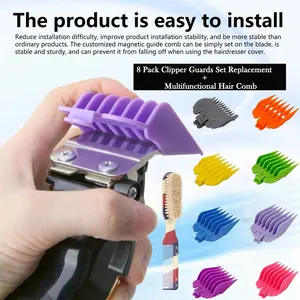 Clipper Guide Combs Set - with Multifunctional Hair Comb, Fool Proof Tapers & Fades at Home! Professional Hair Guides plastic combs for different hair cutting lengths