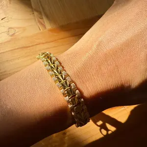 24k gold filled hinged link bracelet