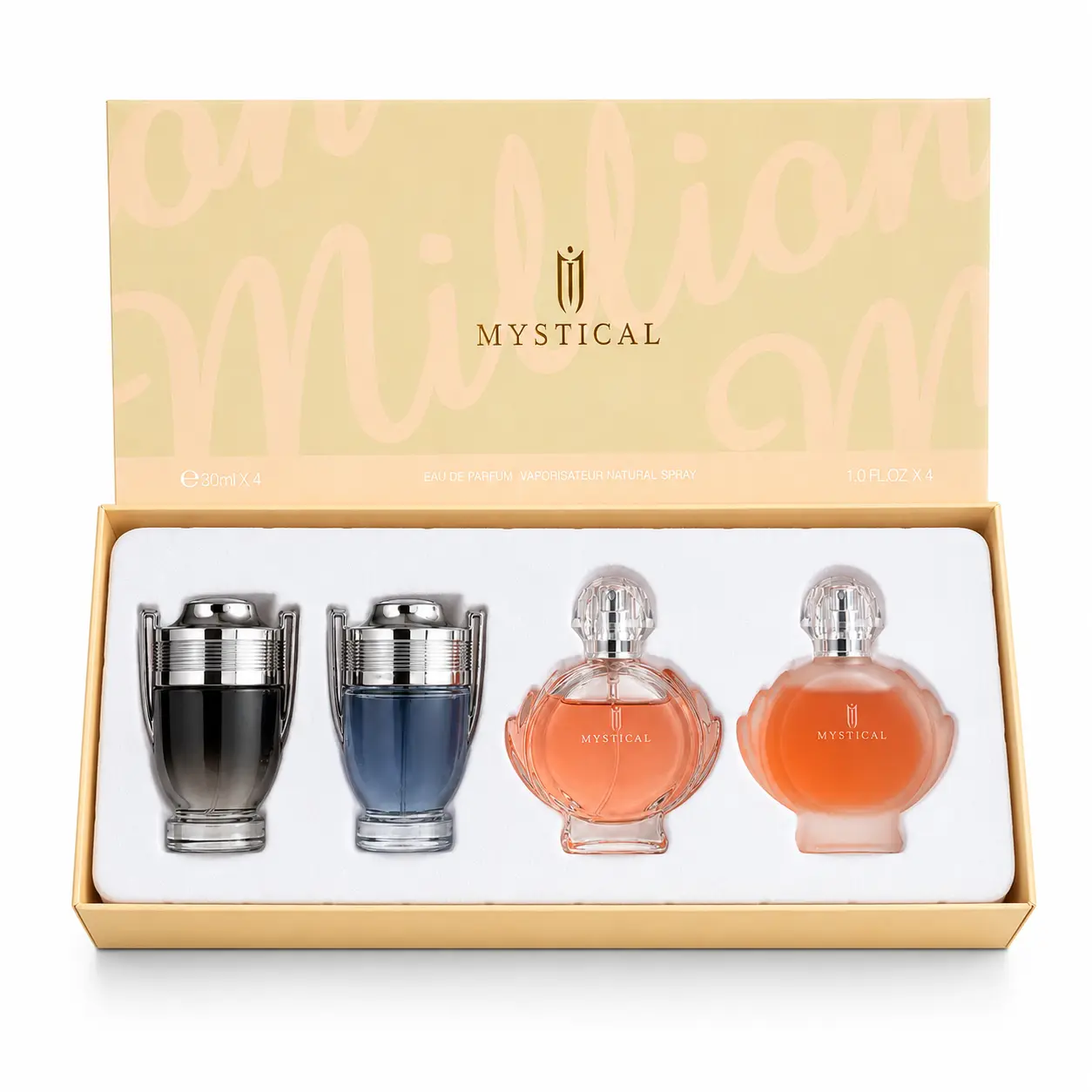 MYSTICAL 4Pcs Perfume Gift Set for Men and Women, 4x30ml (1.0 Fl Oz) Eau De Parfum Long Lasting Fragrance Cologne Trio Collection, Ideal Birthday Anniversary Gift