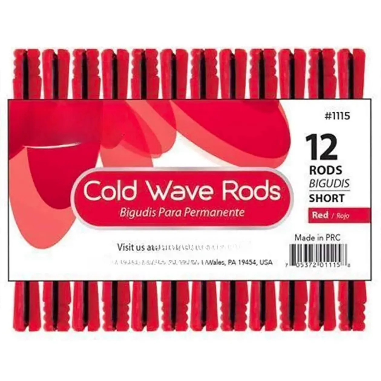 3 Packs Of Cold Wave Rods - Short #1115 (12 Pieces Per Pack  Red Rubber Flexi Hair Roller)