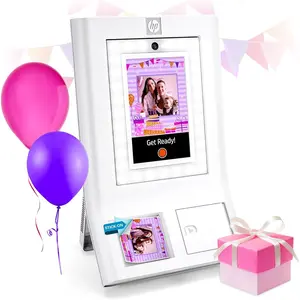 HP Sprocket Photobooth 3" x 4" Color Photo Printer with 10.1" Adjustable Touch Screen LED Ring Light & Wi-Fi for Instant Customizable Photos