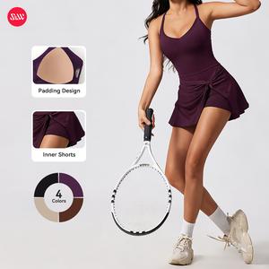 s&w tennis sports dress with straps and a cross-back design athletic wear dress