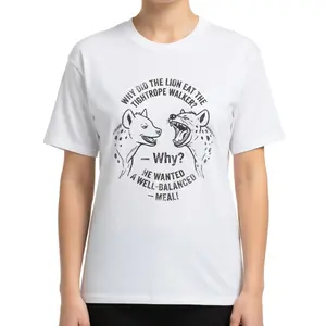 TeeBox Store Well Balanced Meal Hyena Graphic Tee Vintage Dad Joke Illustration T-Shirt Soft Breathable All-Season Cotton Mens Top - Womenswear