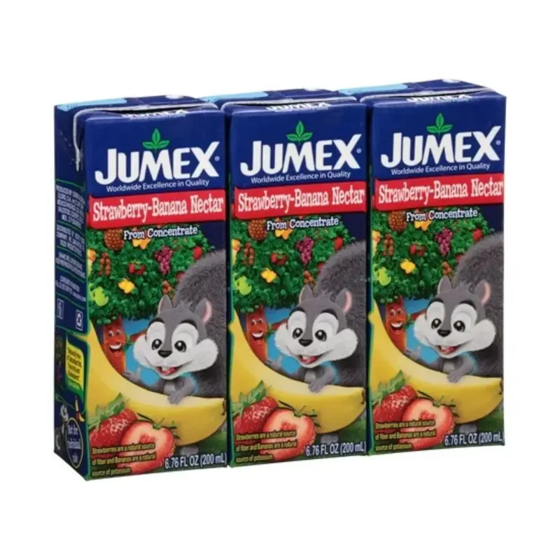 Authentic Mexican Jumex Mini Strawberry Banana Nectar Drink Carton (Contains Strawberry, Mixed Fruits) 6.76oz - 2x3-Pack, 12ct Bulk, Healthy Natural Sweet Cold Drinks for Kids, Picnics, Lunch Boxes & Pantry Supply