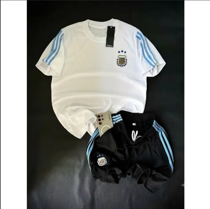 Argentina 2026 Fashion Soccer Jersey & Shorts Set – Zipper Pocket, Premium Breathable Football Kit for Men & Women