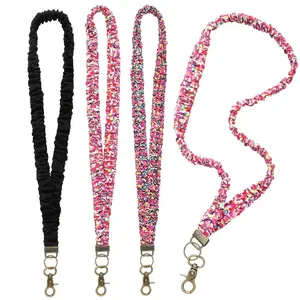 Fashion Colorful Pleated Elastic Teacher Lanyard, Multifunctional ID Card Holder, Elegant Cute Necklace Strap, Suitable for Teachers Nurses Doctors