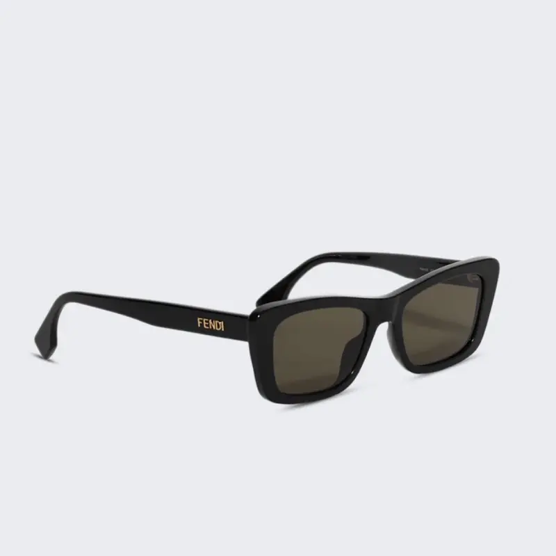 Pre-owned Fendi Acetate Rectangle Sunglasses Black
