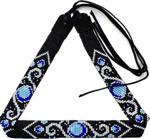 Handmade beaded Black Cyan Blue Cowboy Rhodeo style Hatband