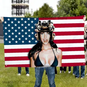 Tactical version of Kim Kardashian's American flag, fun Stars and Stripes hanging flag, 3x5 feet with buttonholes.