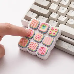 4-Key Linear Keycap Fidget Keychain, Tetris-Inspired Push Button Stress Relief Keychain