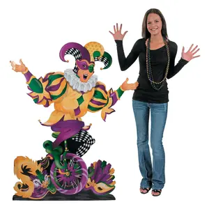 56" Mardi Gras Jester Cardboard Cutout Stand-Up