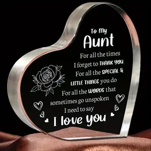 Acrylic Heart Plaque Niece-Auntie Gifts, I Love You Auntie Keepsake, Best Mother's Day & Christmas Festival Statue Decorations