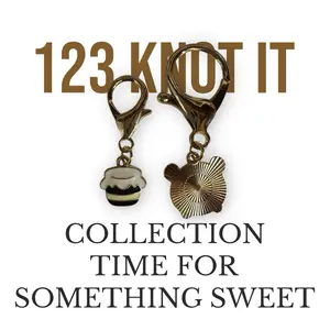 Time For Something Sweet- set of 2 - 1 large & 1 medium clasp stitch markers for crocheting