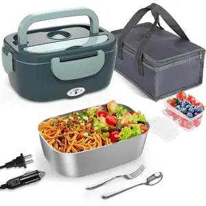 Electric Lunch Box Food Heater - Leakproof Portable Heated Lunch Box for Adults, 1.5L Removable Stainless Steel Container Food Warmer for Car Home Truck, 12V/24V/110V, Ideal White Elephant Gift