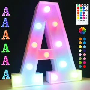 LED Marquee Letter Lights, 18 Colors Changing Light Up Letters with Remote, RGB Alphabet Letters Sign for Girls Boys Gift Birthday Party Night Light Bedroom Wedding Christmas Decor-Colorful A