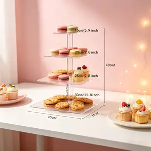 Adiison 2pack  Acrylic Cupcake Tower Display Stand 4 Tier Acrylic Cupcake Stand, Premium Cupcake Holder, Acrylic Cupcake Tower Display Cady Bar Party Décor â Display for Pastry(3.9" Between 2 Layers) for Party, Wedding, Birthday, Baby Shower, Halloween