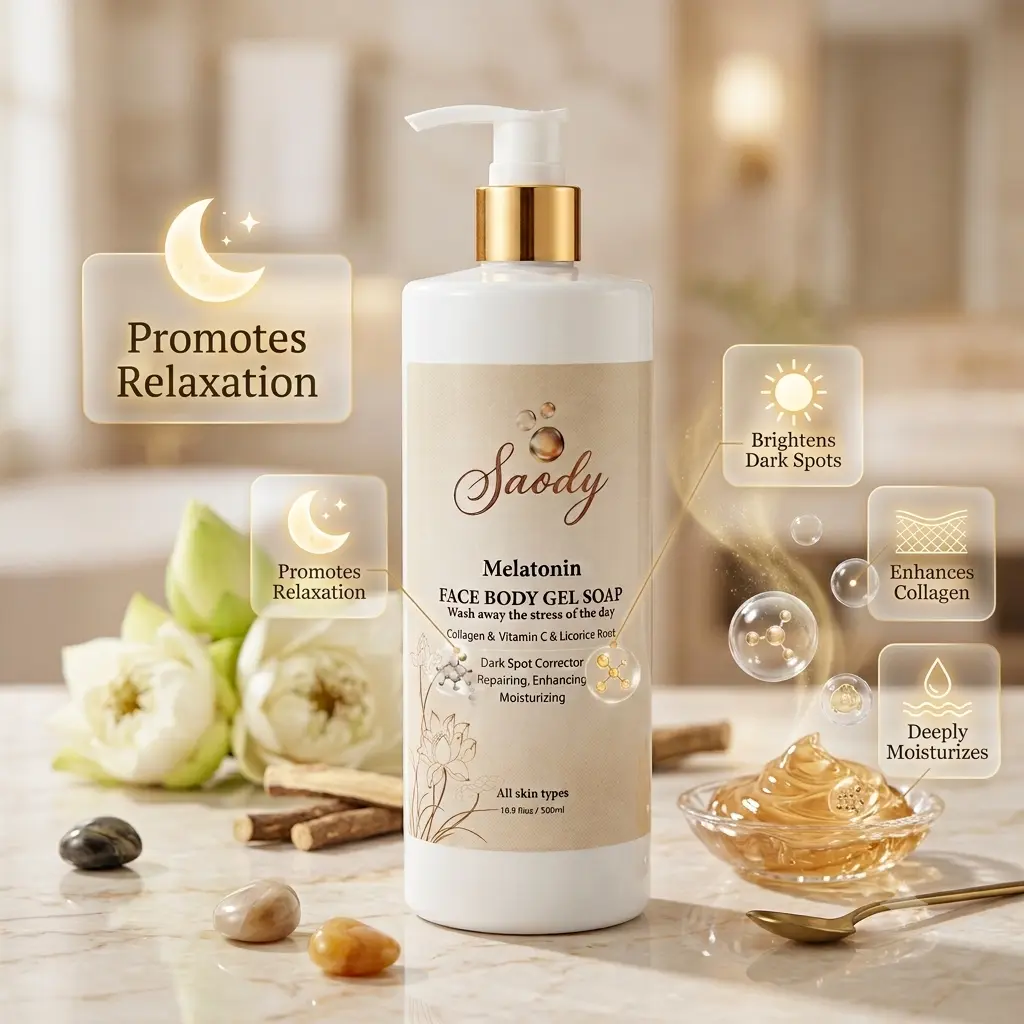 Saody Melatonin Relax Body Gel Soap-Calming Night Shower Gel For deep Relaxation & Soft Skin