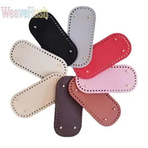 22×10cm Oval Cross Pattern PU Leather Bag Bottom Base, DIY Hand Woven Craft Accessories for Bag Making, Sturdy Durable Replacement Oval Pad, Premium Cross Embossed PU Base, Perfect for handmade woven bags, luggage DIY crafts, bag repair and daily craft pr