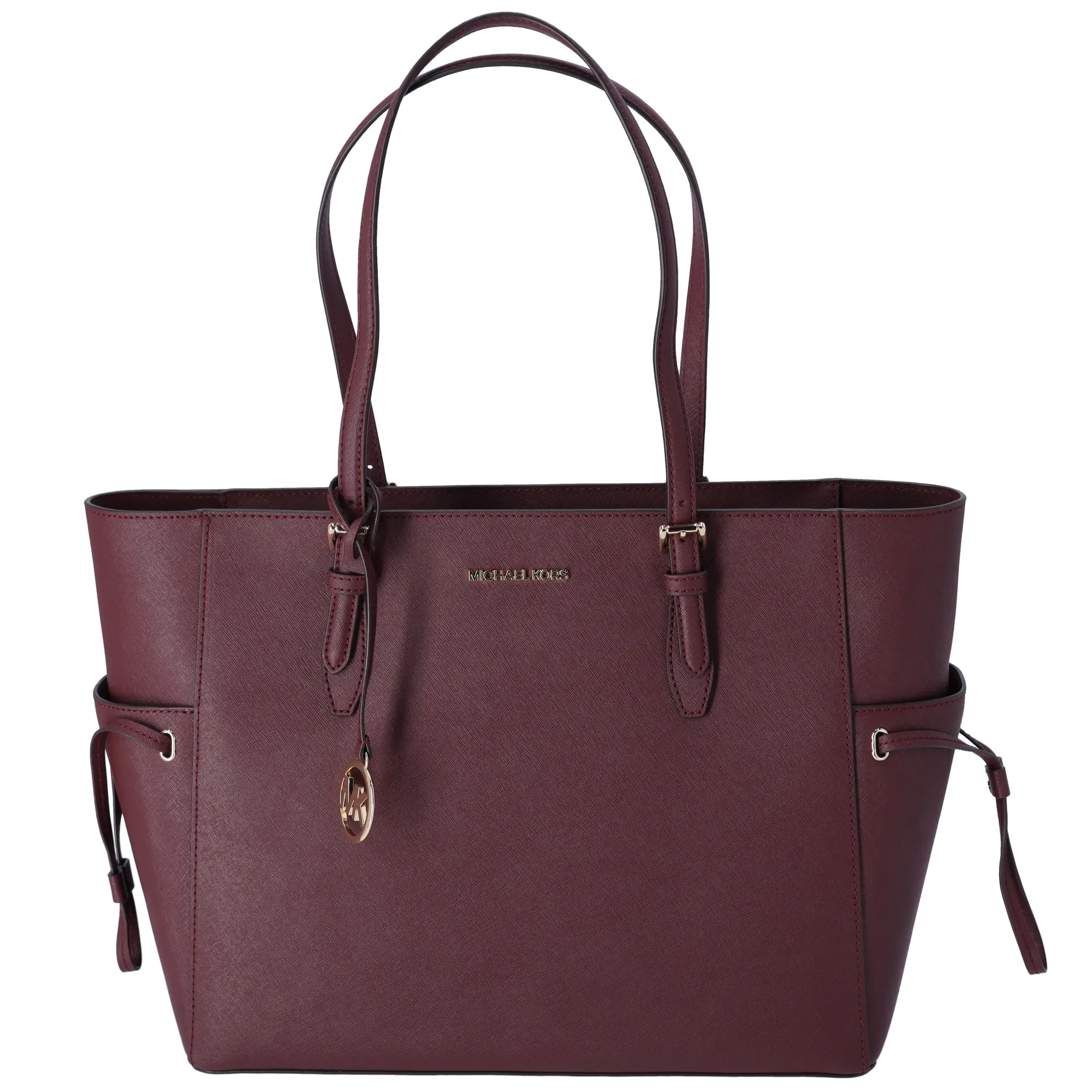 Pre-owned MICHAEL KORS Leather Tote Bags Gilly Large Drawstring Tote Oxblood Saffiano Leather