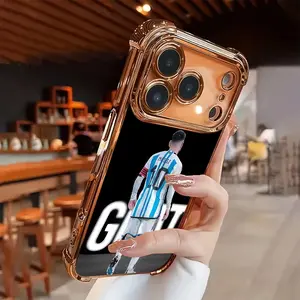 Football player phone case - New electroplated transparent TPU airbag anti-drop phone case suitable for iPhone 17 Pro Max 16 15 14 13 12 11. Simple and fashionable shock-proof soft case for protection. Gift suitable for all four seasons.