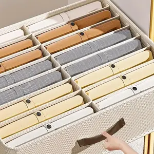 Heavy duty 16 layer wardrobe organizer with portable handle - beige clothing divider box, space saving vertical storage suitable for clothes, jeans, T-shirts, shorts, yoga pants - wardrobe and bedroom organizing solution, simple appearance, easy to grip h