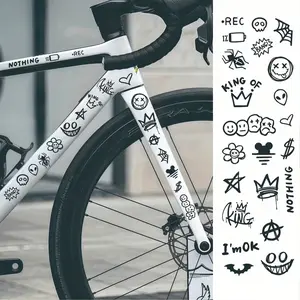 A Set of 22pcs, Graffiti Kit, Bicycle Frame Protective Stickers - Cartoon Mountain And Road Front Fork Protective Film, Suitable for Motorcycles And Bicycles, Cool Car Decoration UV Stickers And Decals