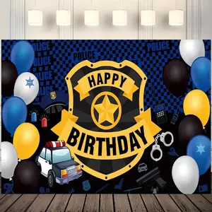 Police Themed Birthday Party Banner, 1 Count Birthday Party Decoration Backdrop, Wall Decoration for Home Party, Party Supplies, Ornaments