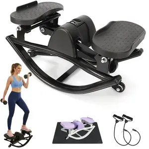Lateral Rocking Stepper Machine for Home Gym – Side to Side Stepper with Digital Monitor and Resistance Bands, Quiet Low Impact Exercise Equipment for Legs, Glutes and Core, 250LBS Capacity