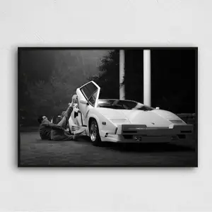 Wolf of Wall Street Black & White Poster, Cars Motivation Paper Inspirational Prints 24x36 Inches Premium Graphic Design