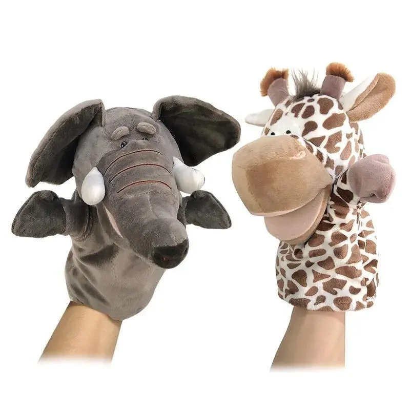 Plush Soft Animal Hand Finger Puppet Set - Kawaii, BPA-Free, Safe Materials, Educational Baby Toys for Children Development, Includes Lion, Elephant, Monkey, Giraffe, Tiger, Bunny, Unisex, Animal Set