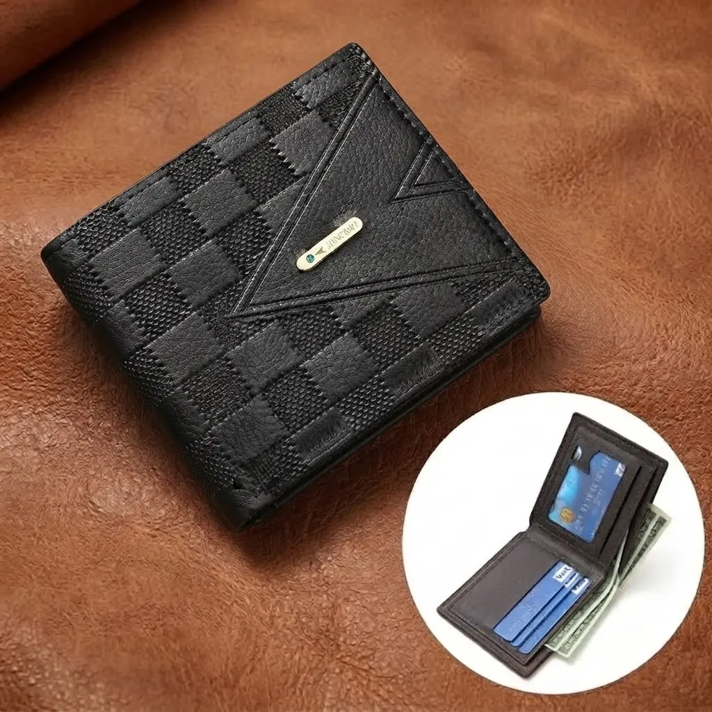 Men's Slim Wallet – Compact Leather Card Holder with Multiple Card Slots, Minimalist Bifold Wallet for Everyday Carry