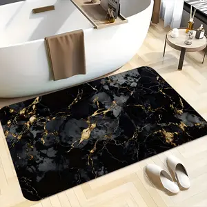 Black Gold Marble Bathroom Mats, Bathroom Carpets, Highly Absorbent Floor Mats, Anti-slip Quick-drying Soft Carpets, Rubber, Water Absorbent Mat, Suitable for Shower,Bathtub, Gifts for Family and Friends