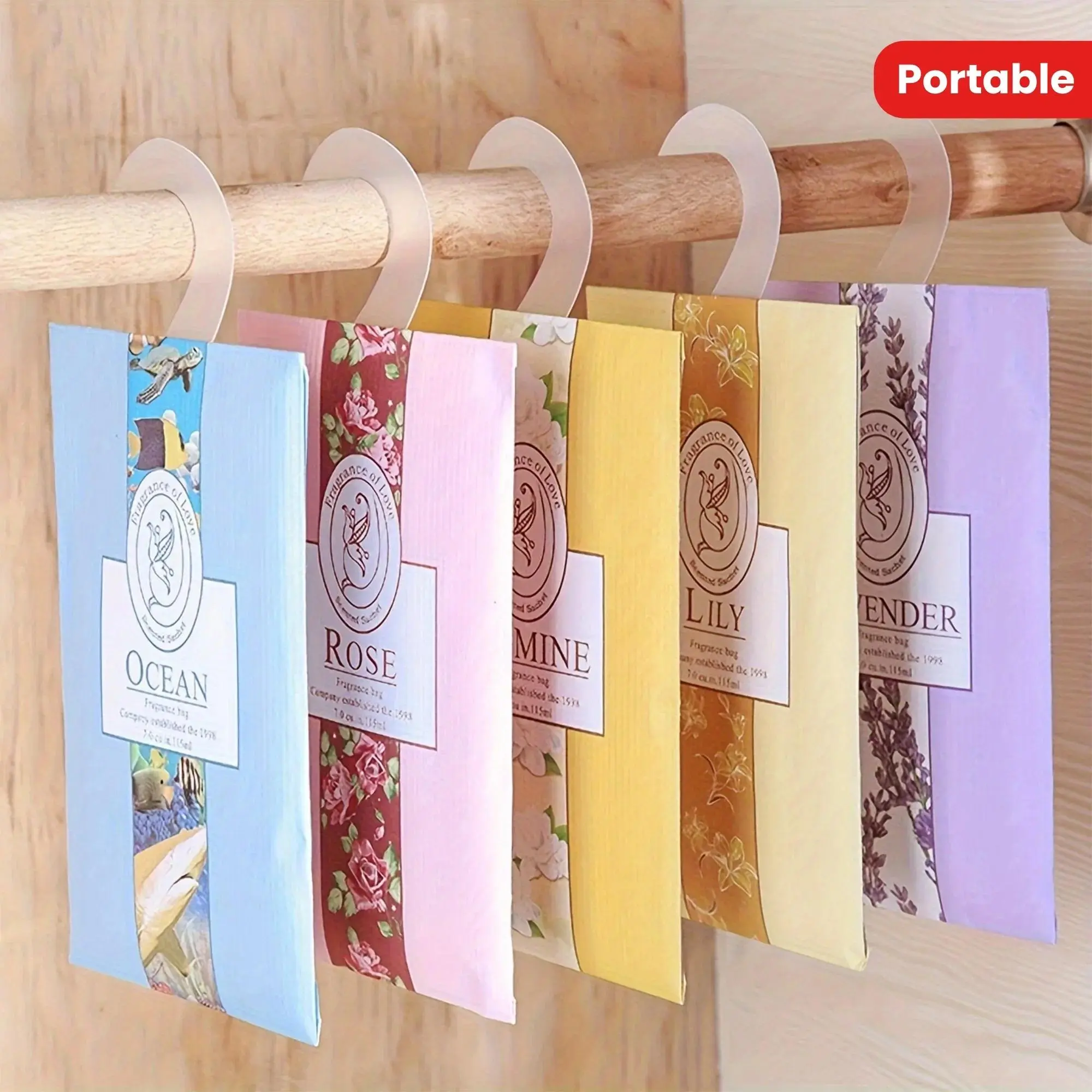 5-Pack Floral Scent Aromatizer Sachets - Hanging Odor-Eliminating Bags, Portable Home Fragrance Fresheners for Closets, Dorms