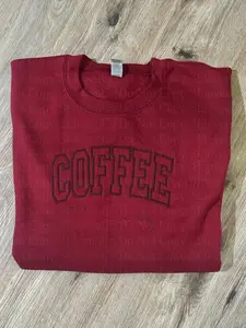 Coffee Weather Sweatshirt - Embroidered Design, Unisex, Comfortable 100% Ringspun Cotton, Soft-Washed, embroidered, Seasonal Non-Refundable Item Hoodie Womenswear
