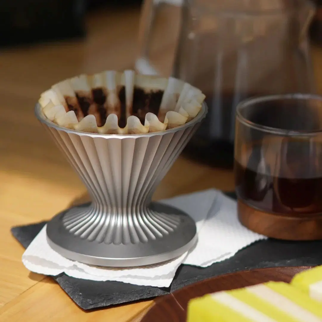 Codale V60 Metal Coffee Filter Cone - Steel-Aluminium Construction, Wooden Base, Essential Tool for Beginner Coffee Enthusiasts campingessentials