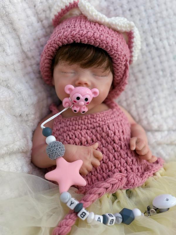 18-inch Rebirth Doll Soft Silicone Realistic Newborn Girl Doll with Whole Body Pink Clothes and Accessories Perfect for Holidays Birthdays Halloween Christmas Gifts for Children Aged 3+