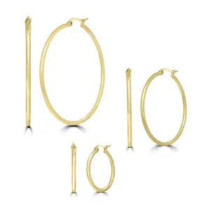 Steel by Design Set of 3 Wire Hoop Earrings