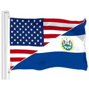 G128 El Salvador USA Friendship Flag | 3x5 Ft | LiteWeave Pro Series Printed 150D Polyester | Specialty Flag, Indoor/Outdoor, Vibrant Colors, Brass Grommets