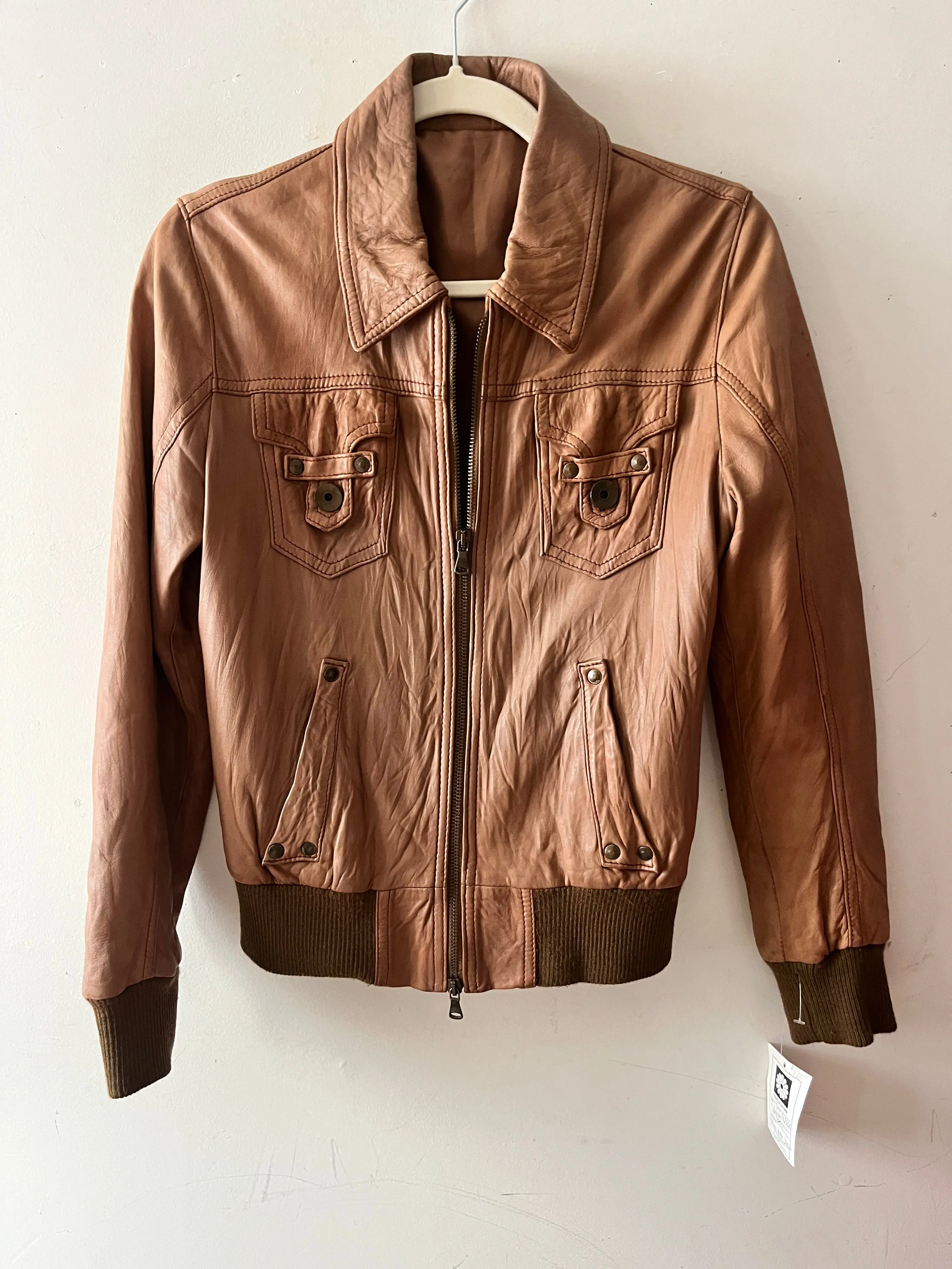 Italian Leather Bomber Jacket| Small