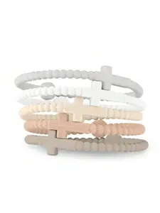 5pcs Cute Random Color Hand Strap, Thin Cross Silicone Bracelet, New Fashion Bracelets, Accessories Gifts, Stylish & Trendy Design