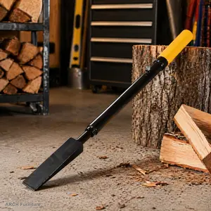Heavy-Duty Manual Log Splitter Slide Hammer, Metal Hand-Operated Wood Splitting Tool with Black Body, Yellow Handle and Powerful Strike Capability