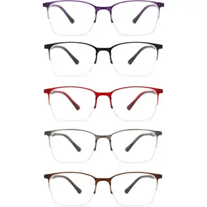 5 Pack One-Piece Half Frame Reading Glasses Women Men Flexible Blue Light Computer Lightweight comfort Readers
