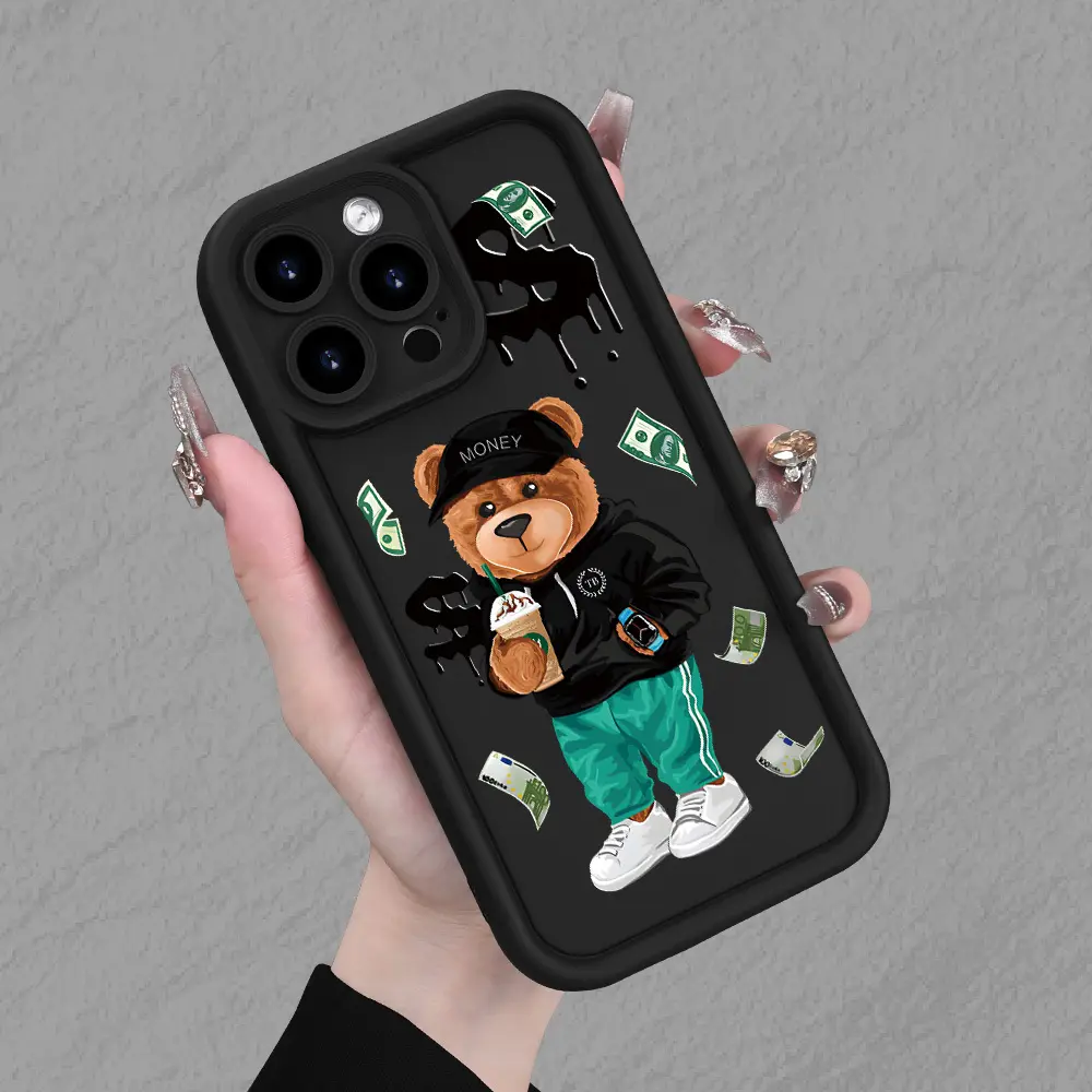 The Money Bear designed full-coverage phone case is compatible with iPhone 17 16 15 14 13 12 11 PRO MAX PLUS,AIR Mini SE and iPhone XS MAX and other series. It's the perfect gift for the holidays and an ideal present for friends.