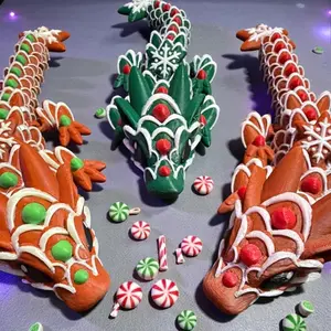 12" Gingerbread Dragon 3D Printed Decoration for Christmas, Ideal for Whimsical Decor Floor Standing Ornament Decorative Flower Ornaments